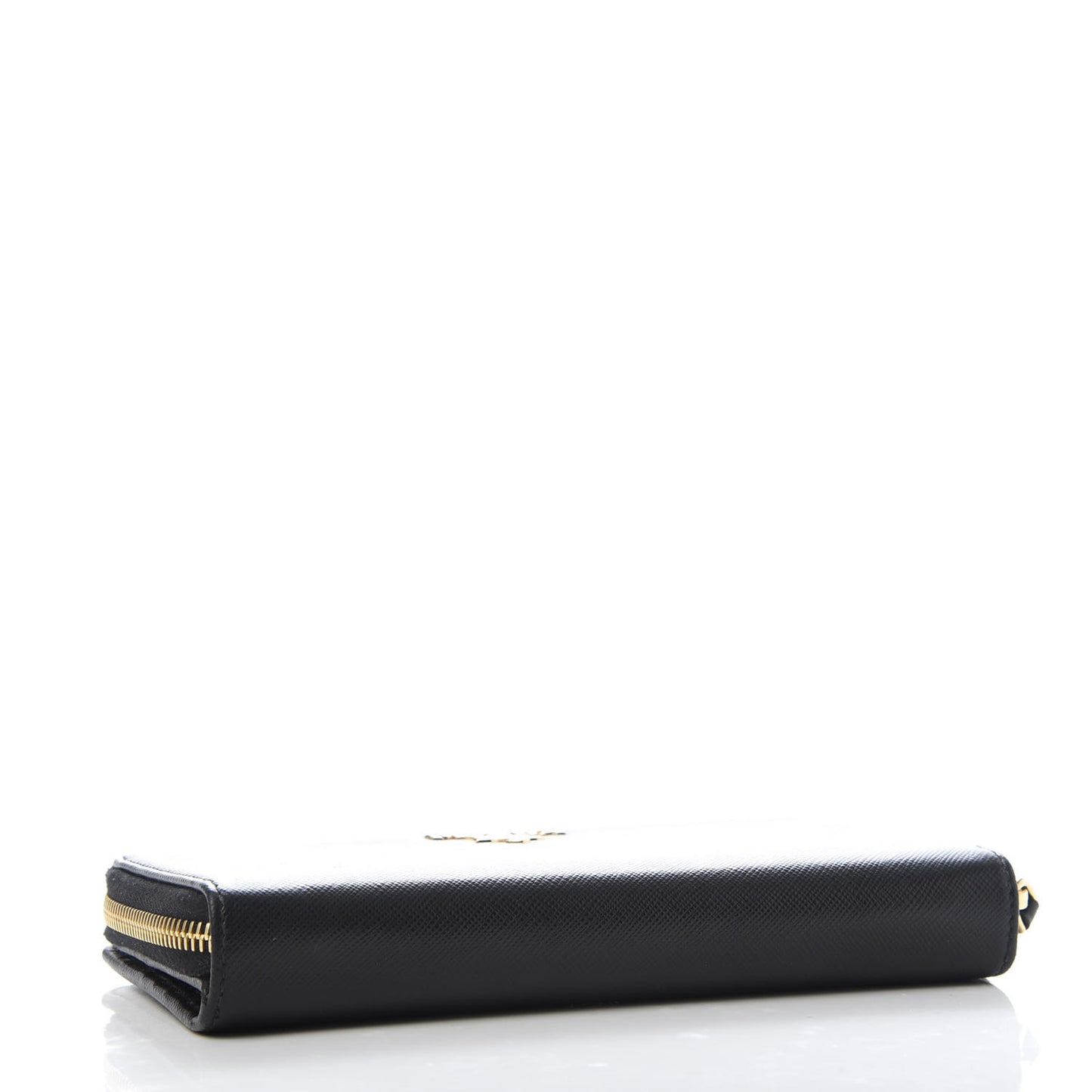 Saffiano Metal Large Zip Around Wallet Black