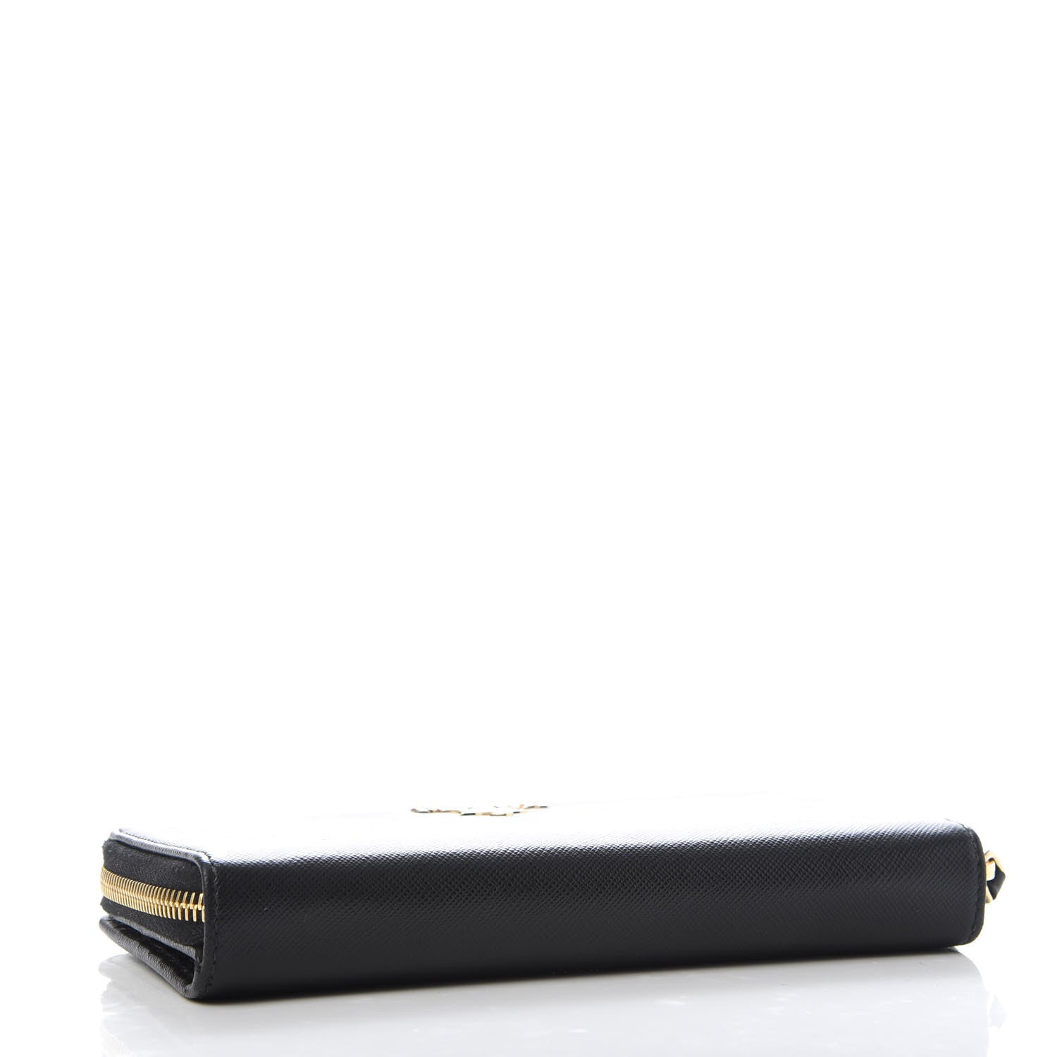 Prada Saffiano Metal Large Zip Around Wallet Black 3 of 7