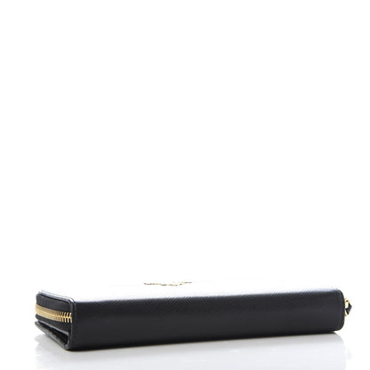 Prada Saffiano Metal Large Zip Around Wallet Black 3 of 7