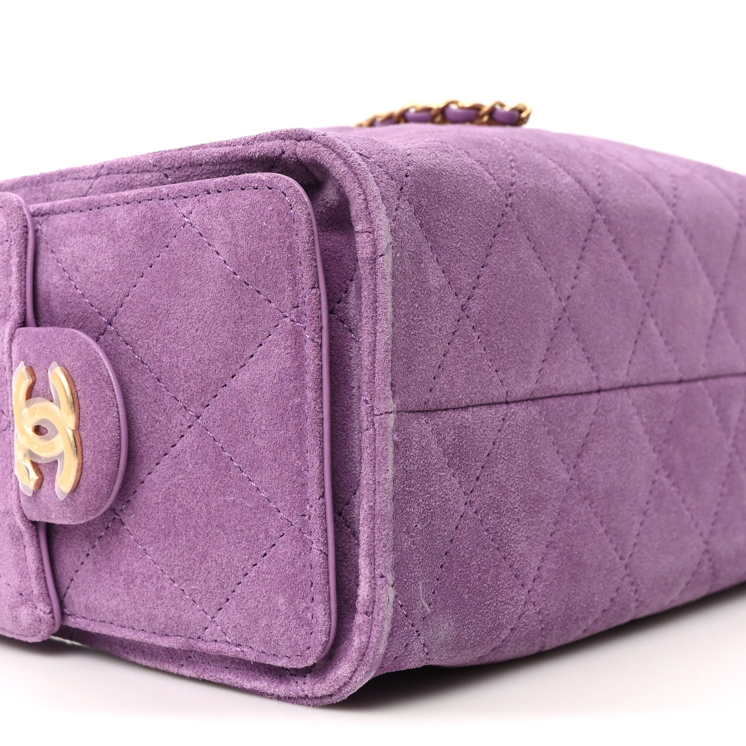 Chanel Suede Quilted Mini Chanel 25 Handbag Purple 9 of 10