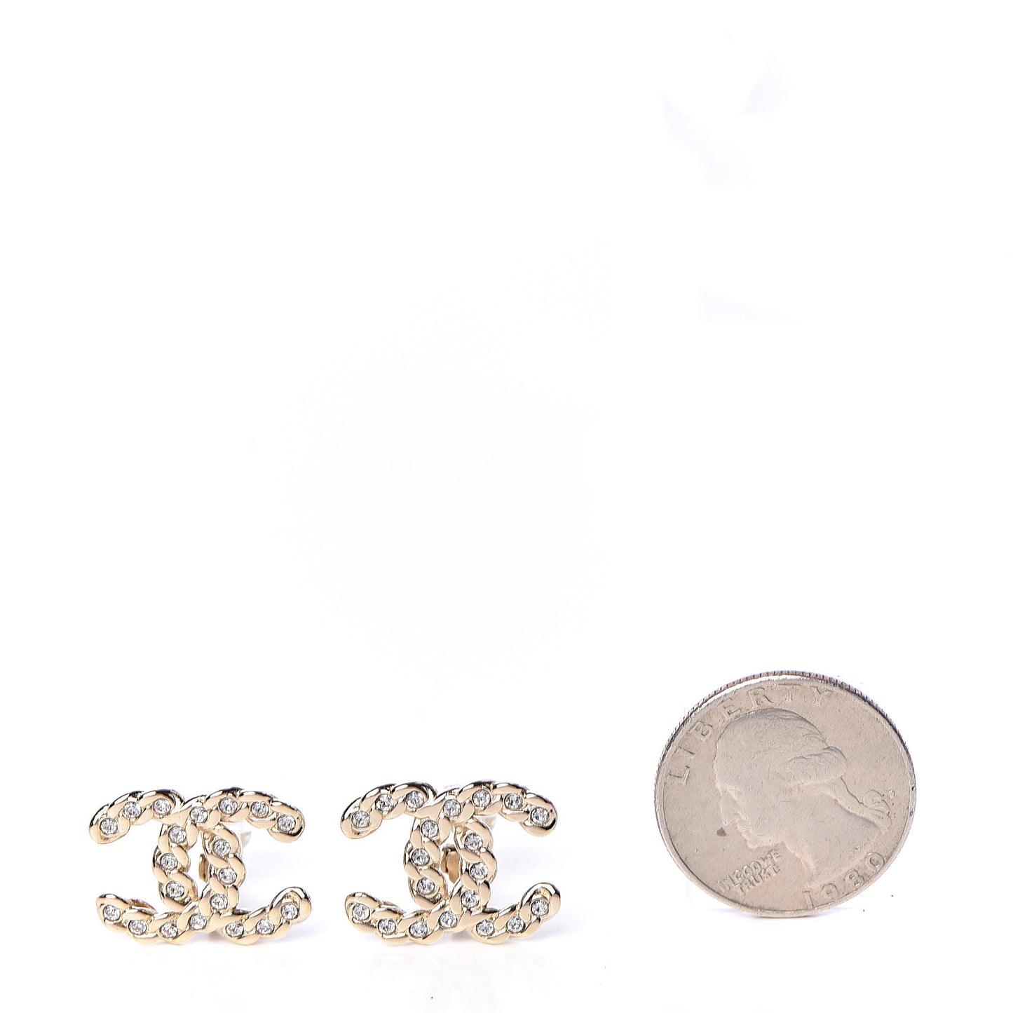 Crystal Pearls Coronation CC Earrings Gold