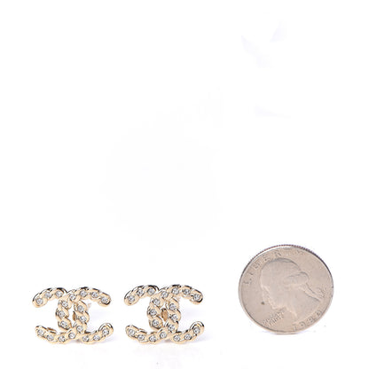 Chanel Crystal Pearls Coronation CC Earrings Gold 2 of 5
