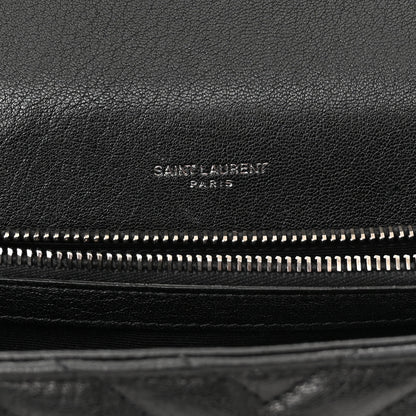 Saint Laurent Sheepskin Matelasse Chevron Monogram Medium College Bag Black 6 of 12