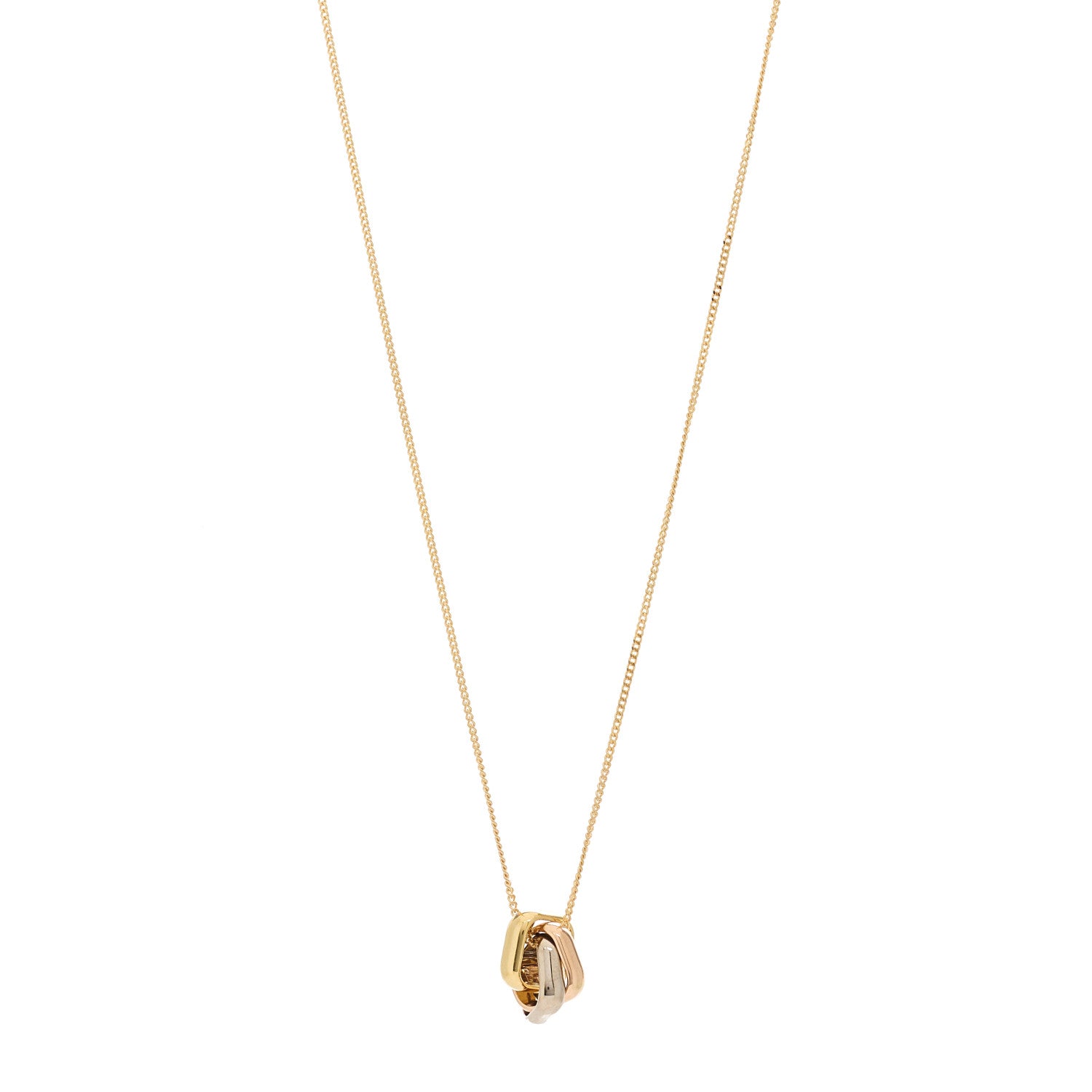 Cartier 18K Pink Yellow White Gold Trinity Cushion Pendant Necklace 1 of 6
