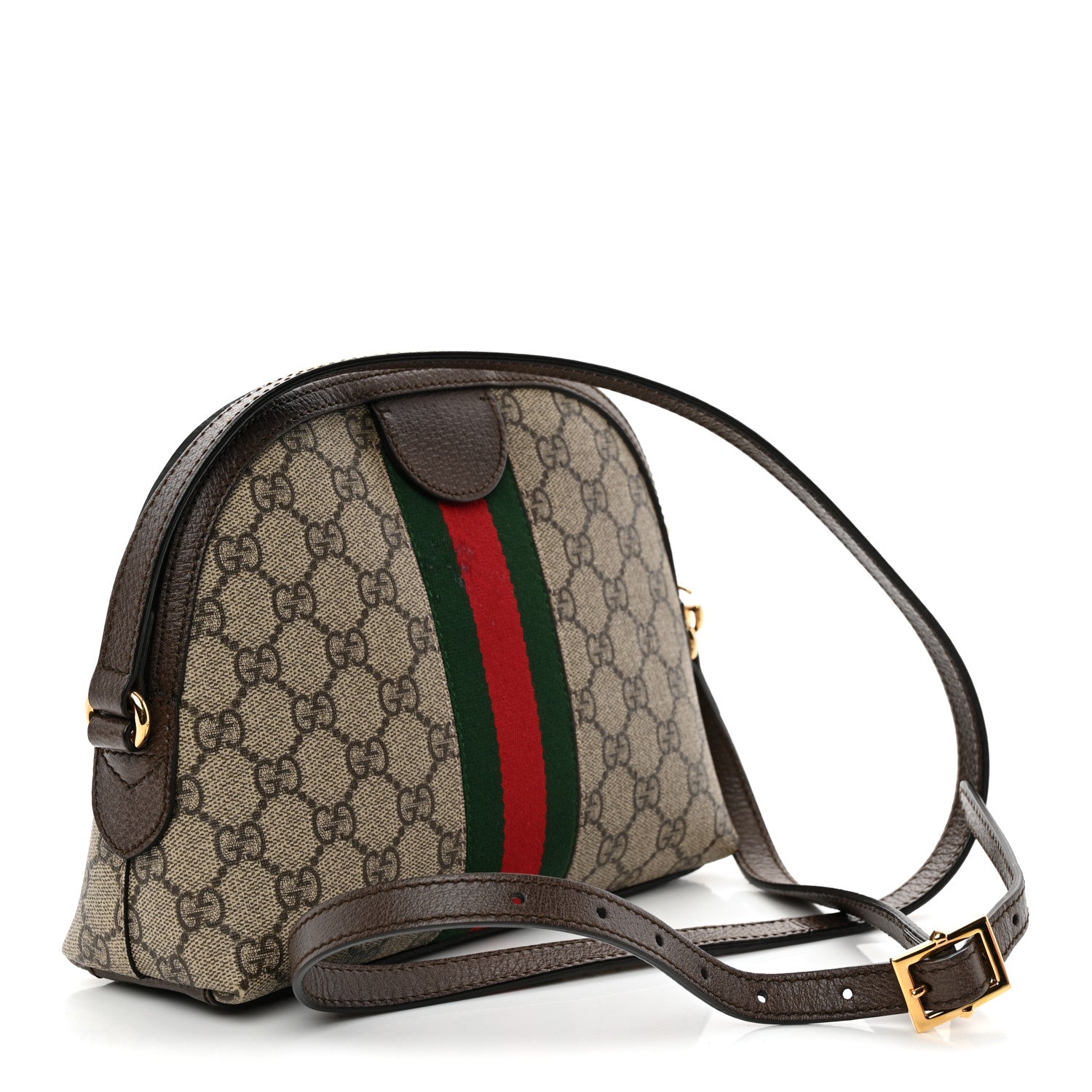 Gucci GG Supreme Monogram Textured Dollar Calfskin Web Small Ophidia Dome Shoulder Bag Beige Ebony New Acero 3 of 10