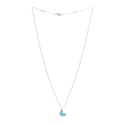 Van Cleef & Arpels 18K White Gold Turquoise Sweet Alhambra Butterfly Pendant Necklace 3 of 6