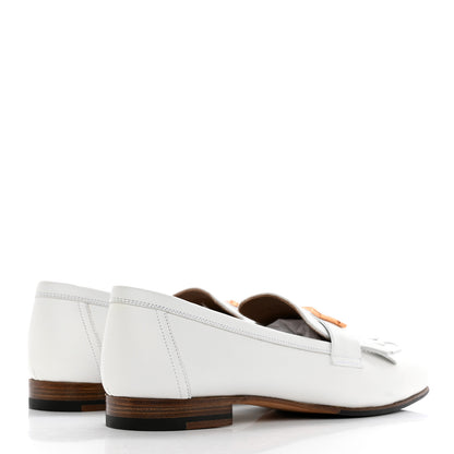 Hermes Calfskin Womens Royal Loafers 38 White 4 of 9