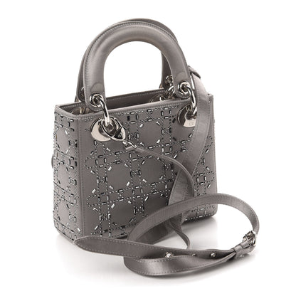 Christian Dior Satin Crystal Cannage Mini Lady Dior Gray 3 of 11