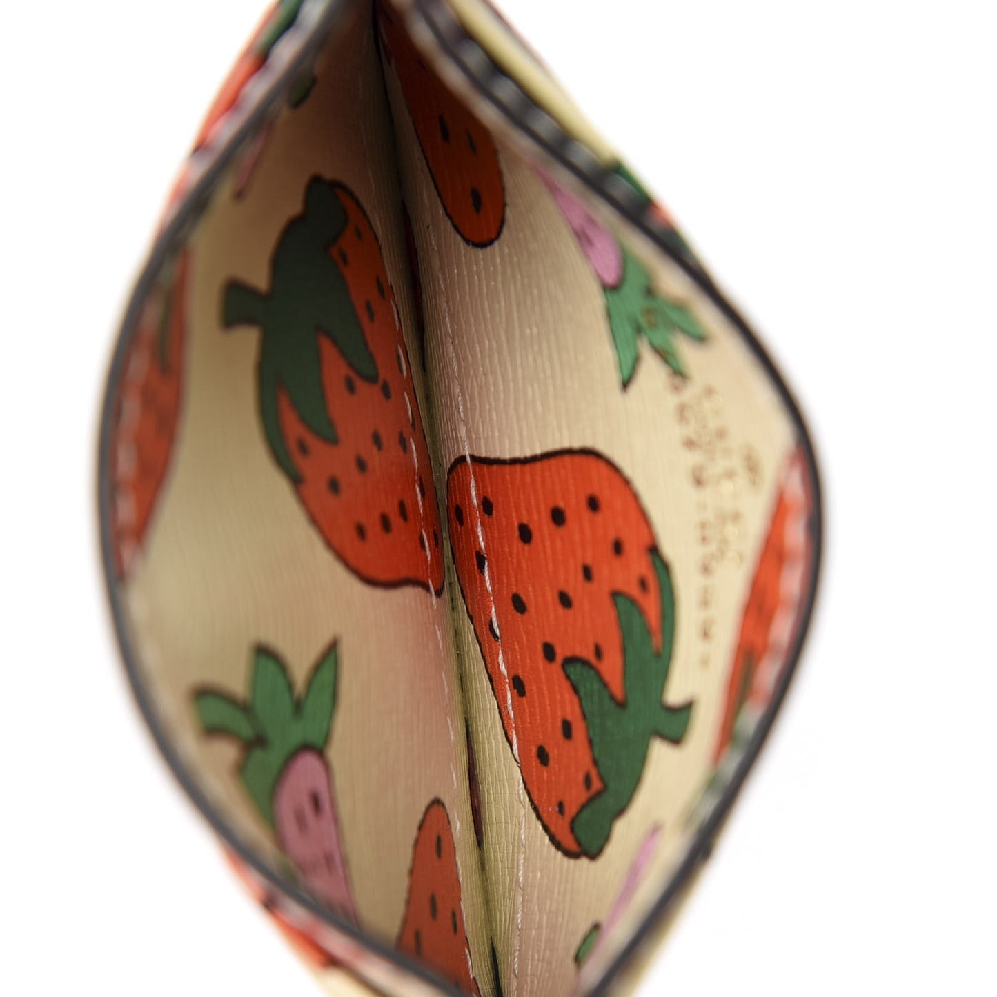 Calfskin Strawberry Print Zumi Case Case Ivory Red