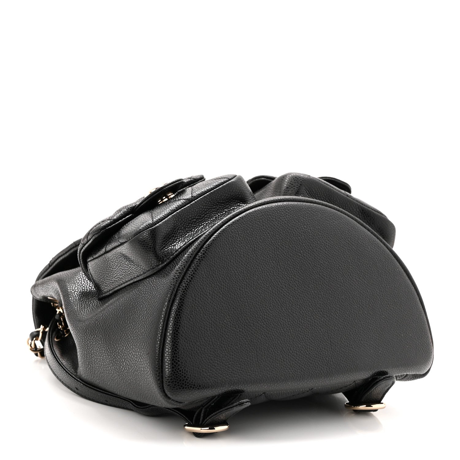 Chanel Shiny Caviar Quilted Medium Duma Pockets Drawstring Backpack Black 4 of 10