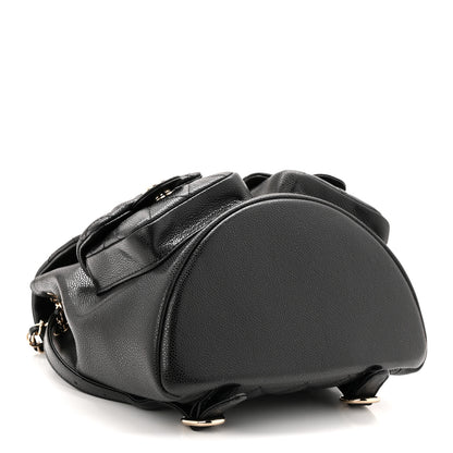 Chanel Shiny Caviar Quilted Medium Duma Pockets Drawstring Backpack Black 4 of 10