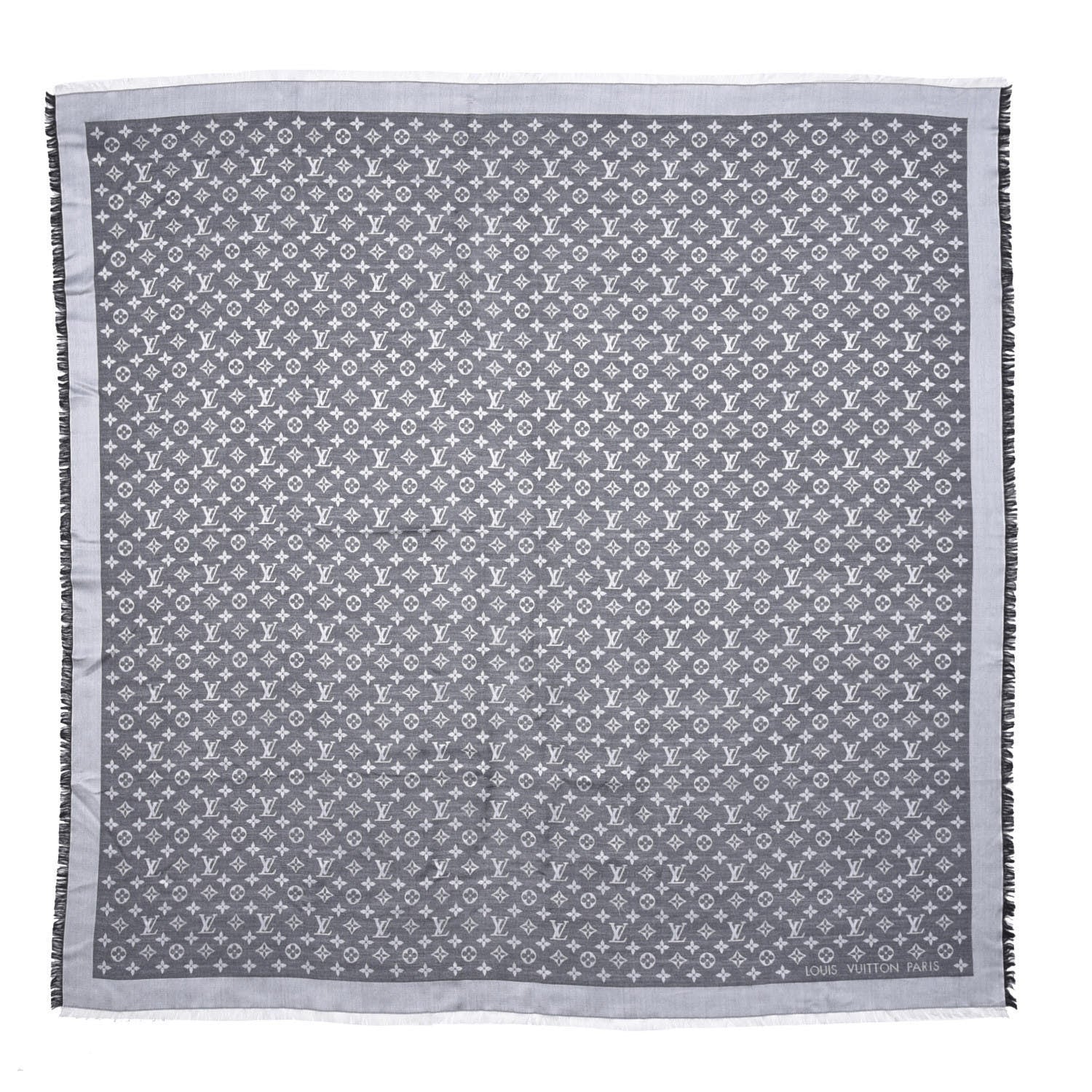 Louis Vuitton Silk Wool Monogram Denim Shawl Black 1 of 5