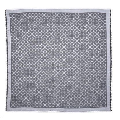 Louis Vuitton Silk Wool Monogram Denim Shawl Black 1 of 5
