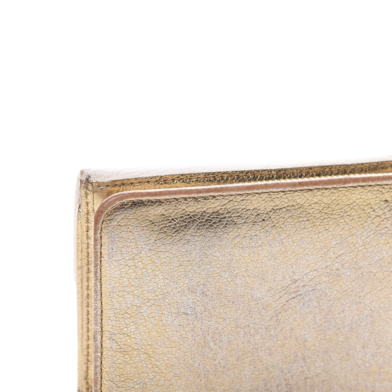 Miu Miu Metallic Goatskin Madras Bi-Color Tri-Fold Flap Wallet White Pyrite 12 of 16