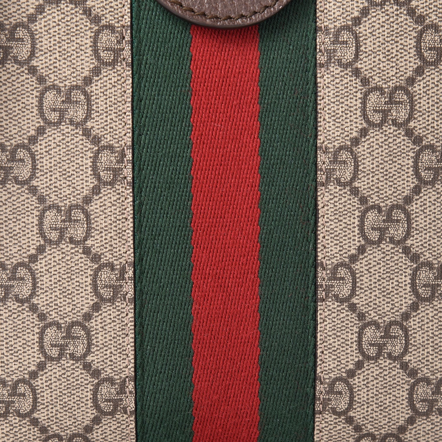 Gucci GG Supreme Monogram Textured Dollar Calfskin Web Small Ophidia Dome Shoulder Bag Beige Ebony New Acero 8 of 13