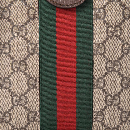 Gucci GG Supreme Monogram Textured Dollar Calfskin Web Small Ophidia Dome Shoulder Bag Beige Ebony New Acero 8 of 13