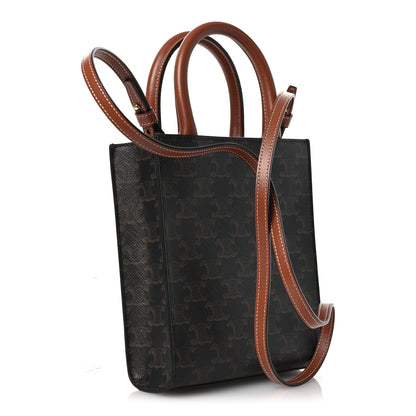 Celine Triomphe Canvas Calfskin Mini Vertical Cabas Tan 3 of 10