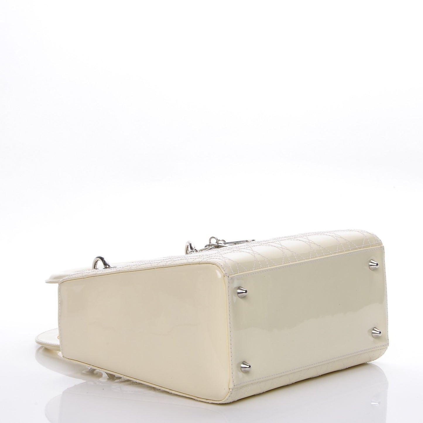 Patent Cannage Medium Lady Dior Beige