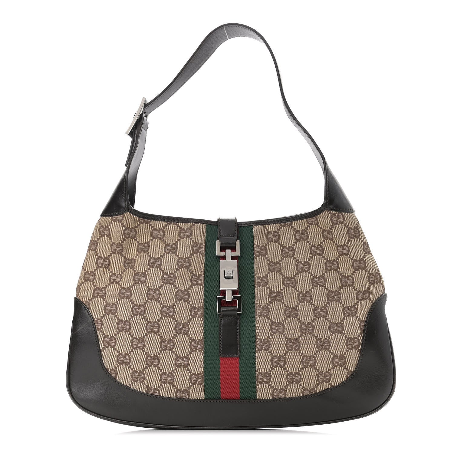 Gucci Monogram Web Jackie O Hobo Dark Brown 1 of 9
