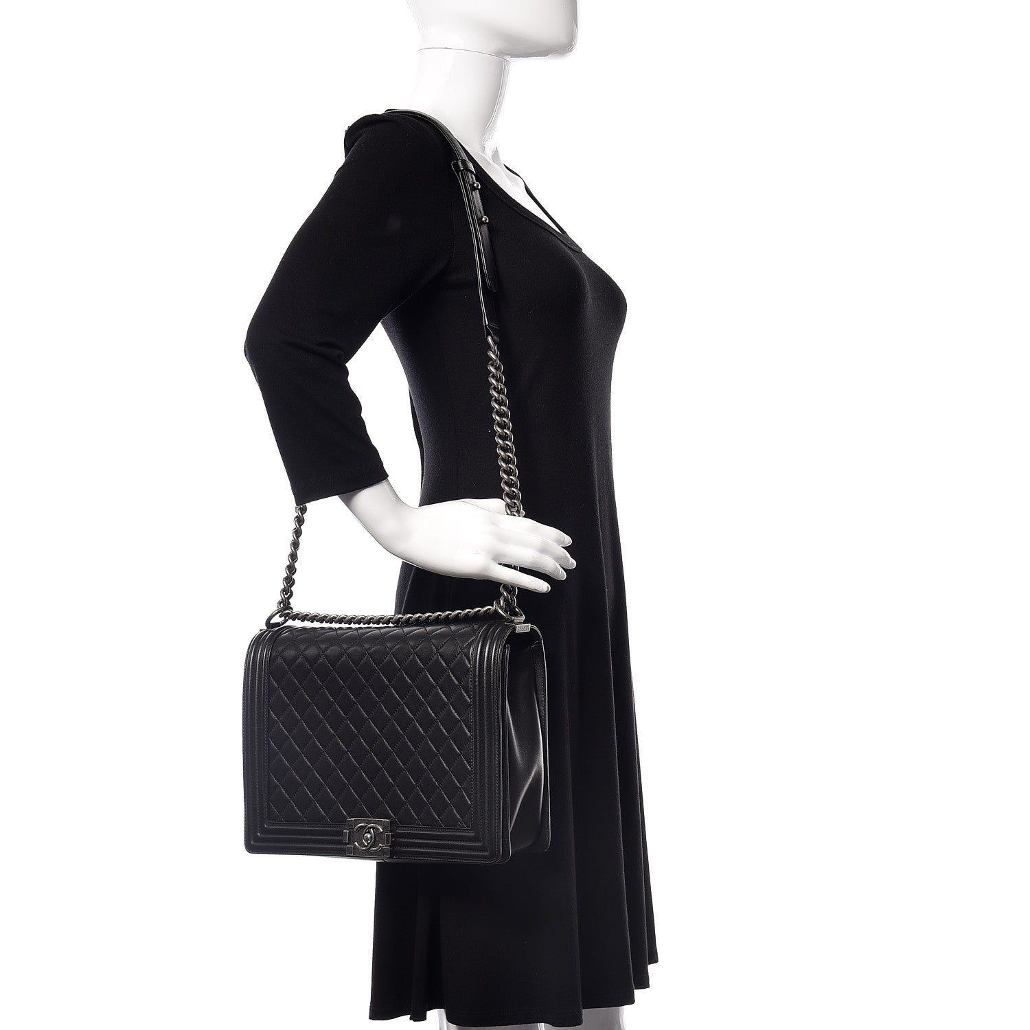 Chanel Lambskin Quilted Large Boy Flap Black 2 of 13