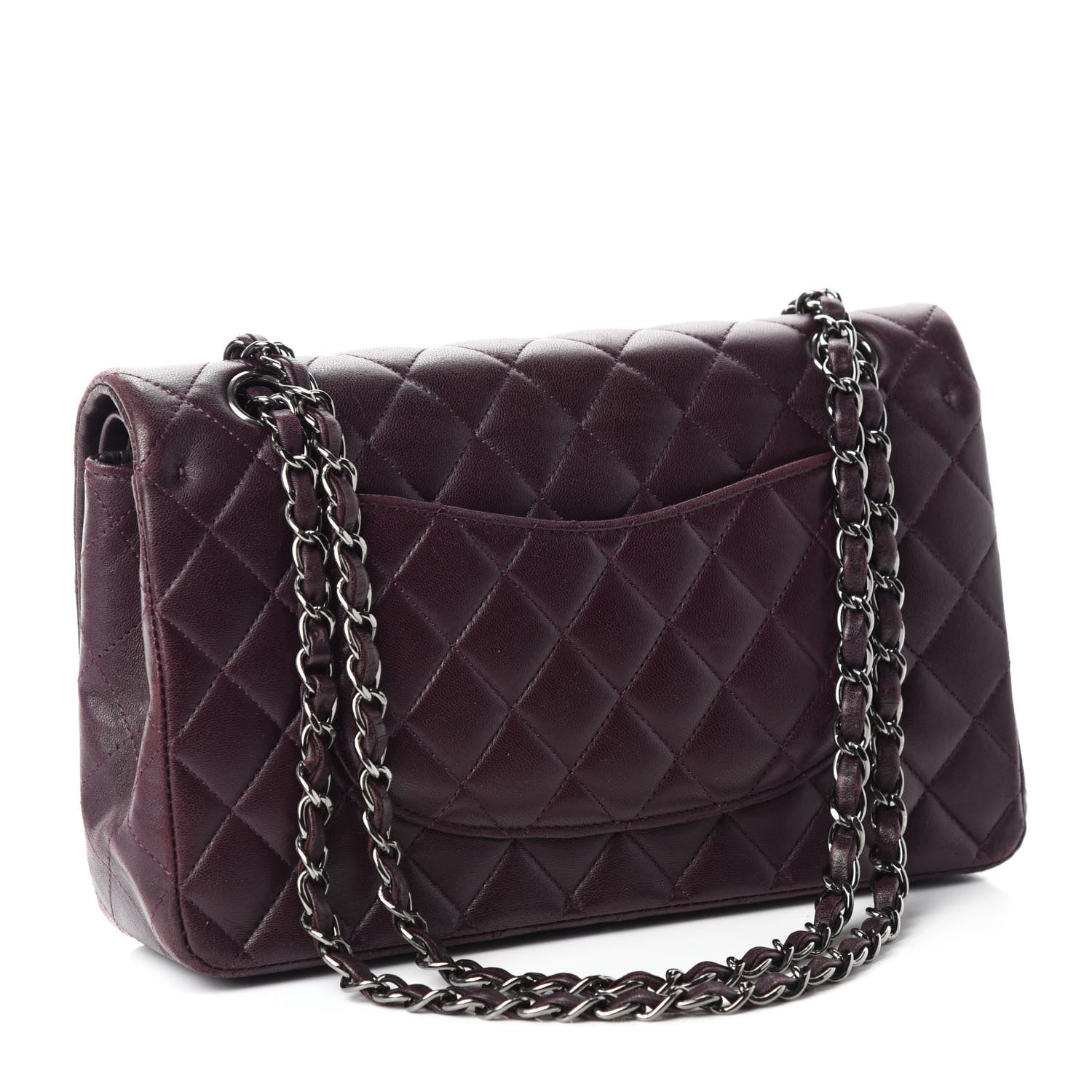 Chanel Lambskin Quilted Medium Double Flap Dark Purple 3 of 13