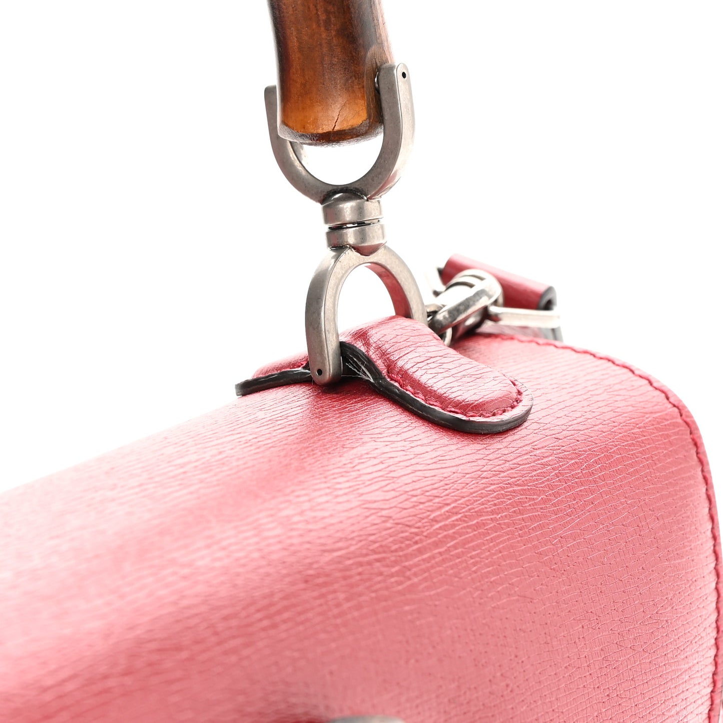 Shangai Calfskin Small Classic Bamboo Top Handle Bag Romantic Cerise