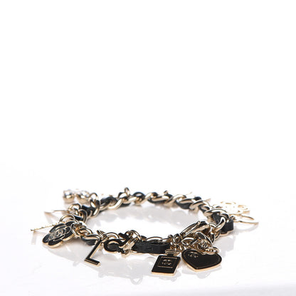 Chanel Lambskin Crystal CC Logo Charming Bracelet Gold Black 3 of 6