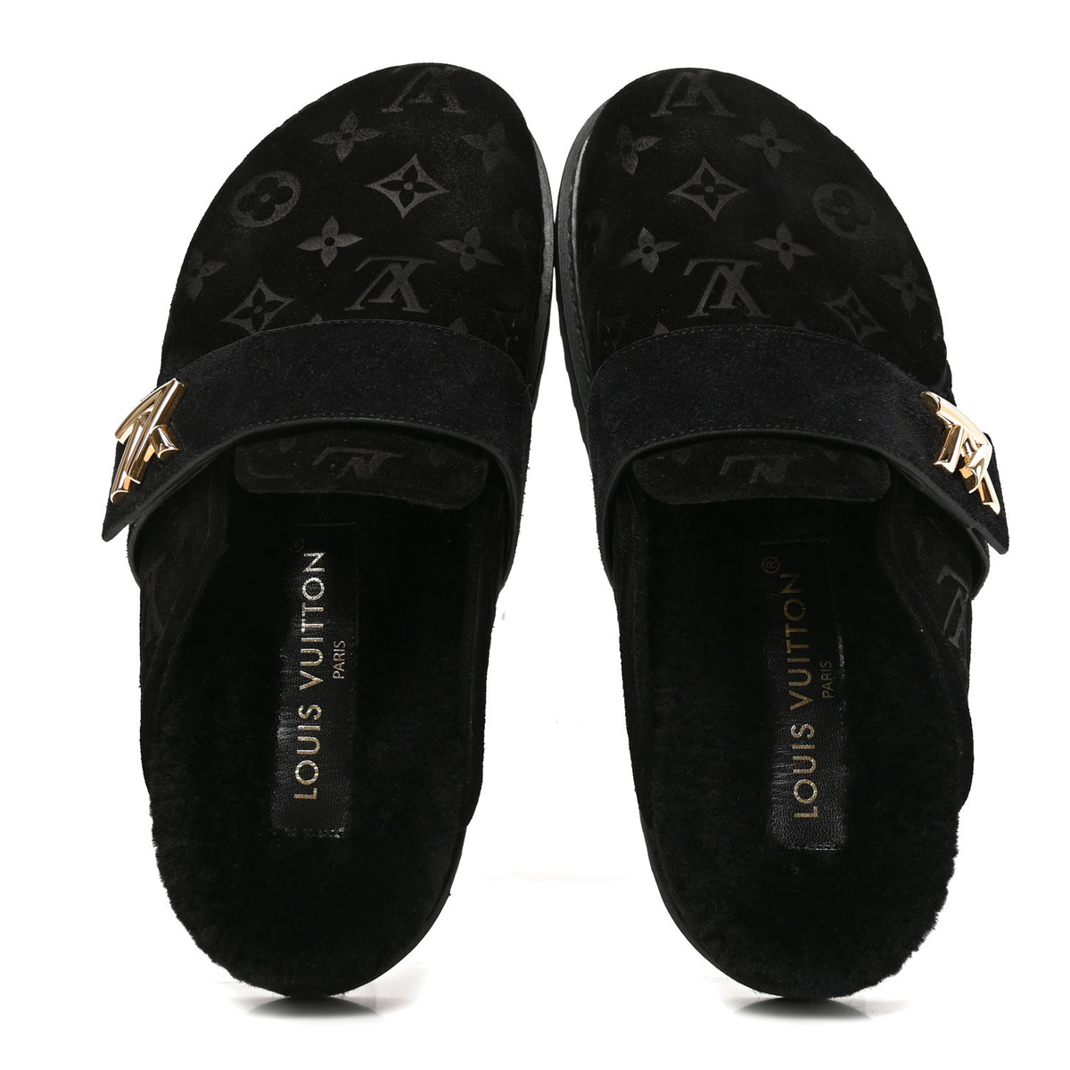 Louis Vuitton Suede Shearling Cosy Comfort Clog 40 Black 2 of 7