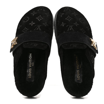 Louis Vuitton Suede Shearling Cosy Comfort Clog 40 Black 2 of 7