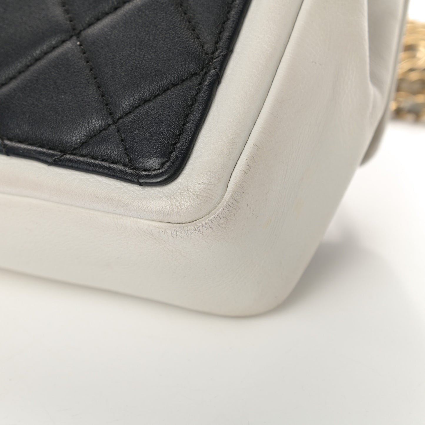 Calfskin Quilted Medium Graphic Flap Black White