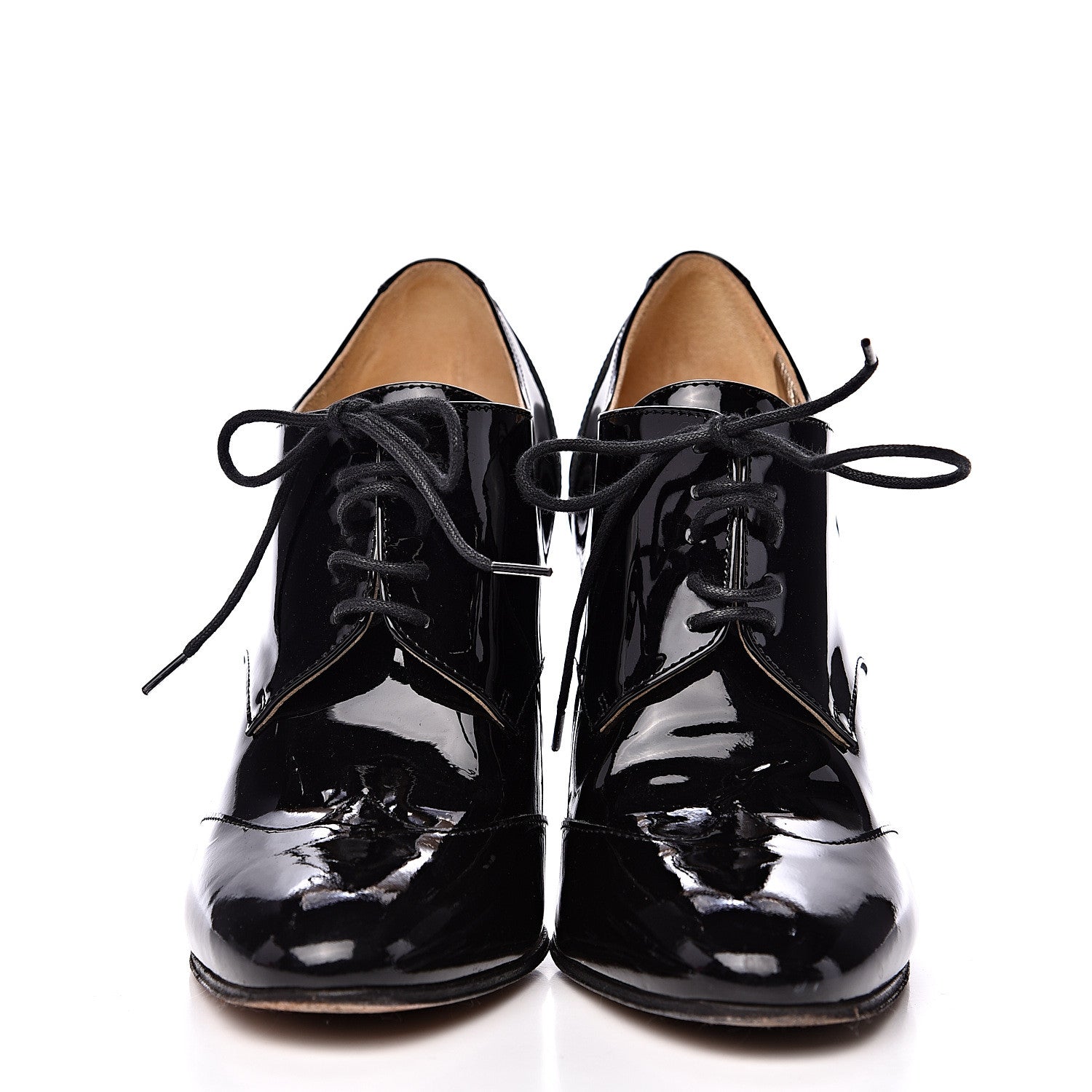 Chanel Patent Calfskin Oxford Lace Up Ankle Booties 38 Black 2 of 10
