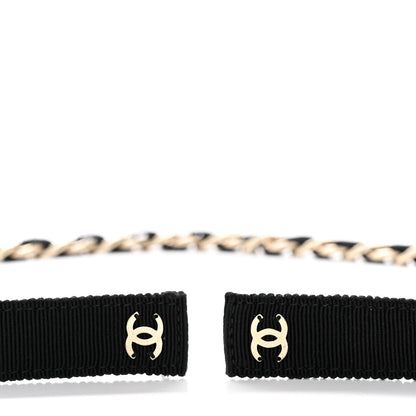 Chanel Grosgrain Chain CC Bow Belt Black Gold 3 of 4
