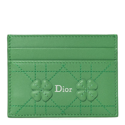 Christian Dior Lambskin Cannage Clover Embroidered Jardin Freesia Card Holder Green 1 of 8