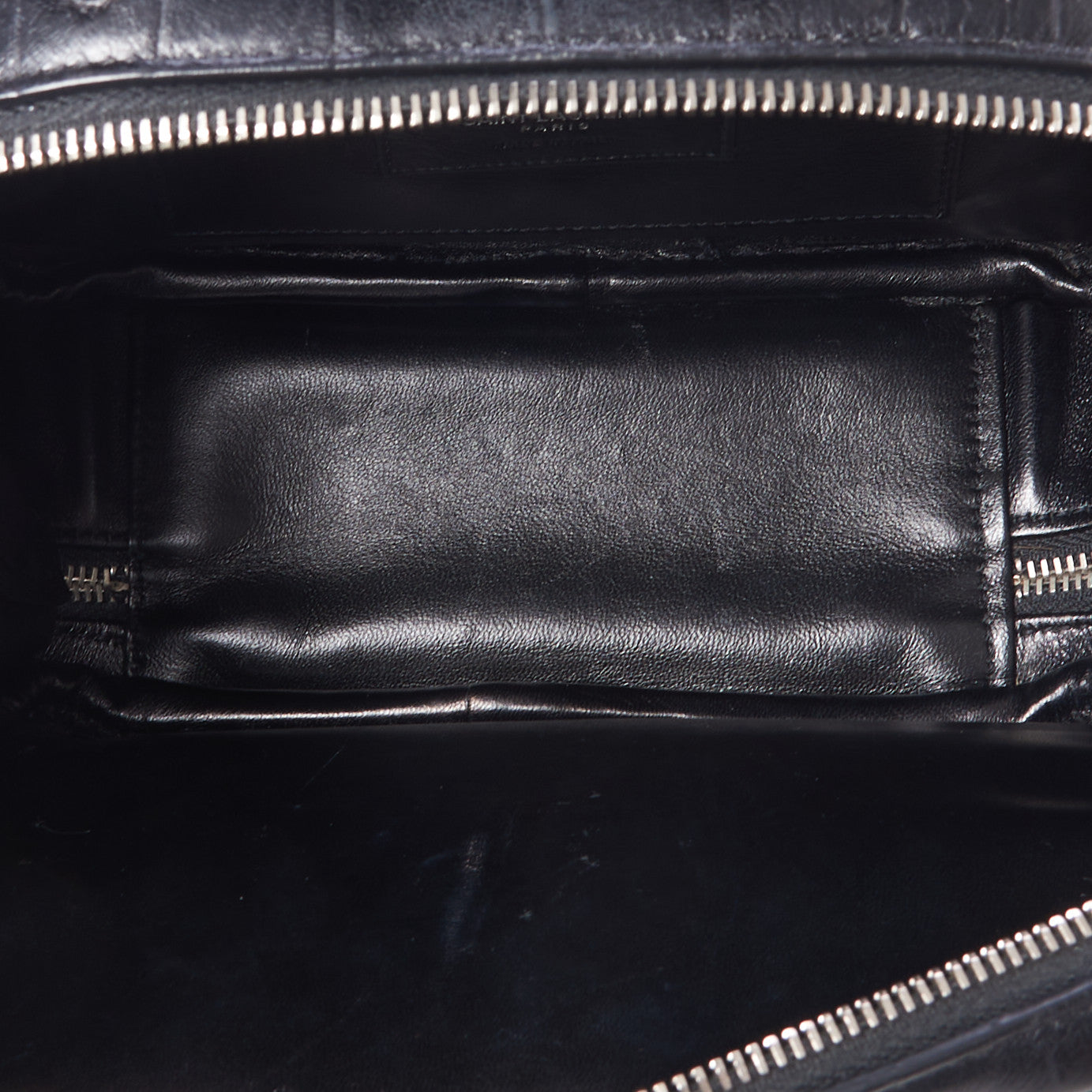 Calfskin Crocodile Embossed Monogram Lunch Box Bag Black