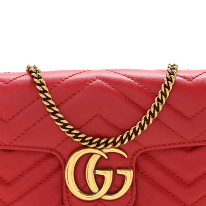 Gucci Calfskin Matelasse Super Mini GG Marmont Shoulder Bag Hibiscus Red 8 of 12