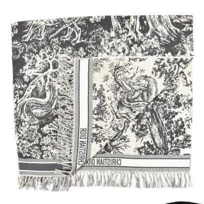Christian Dior Cotton Toile De Jouy Reverse Towel Grey Ivory 4 of 6