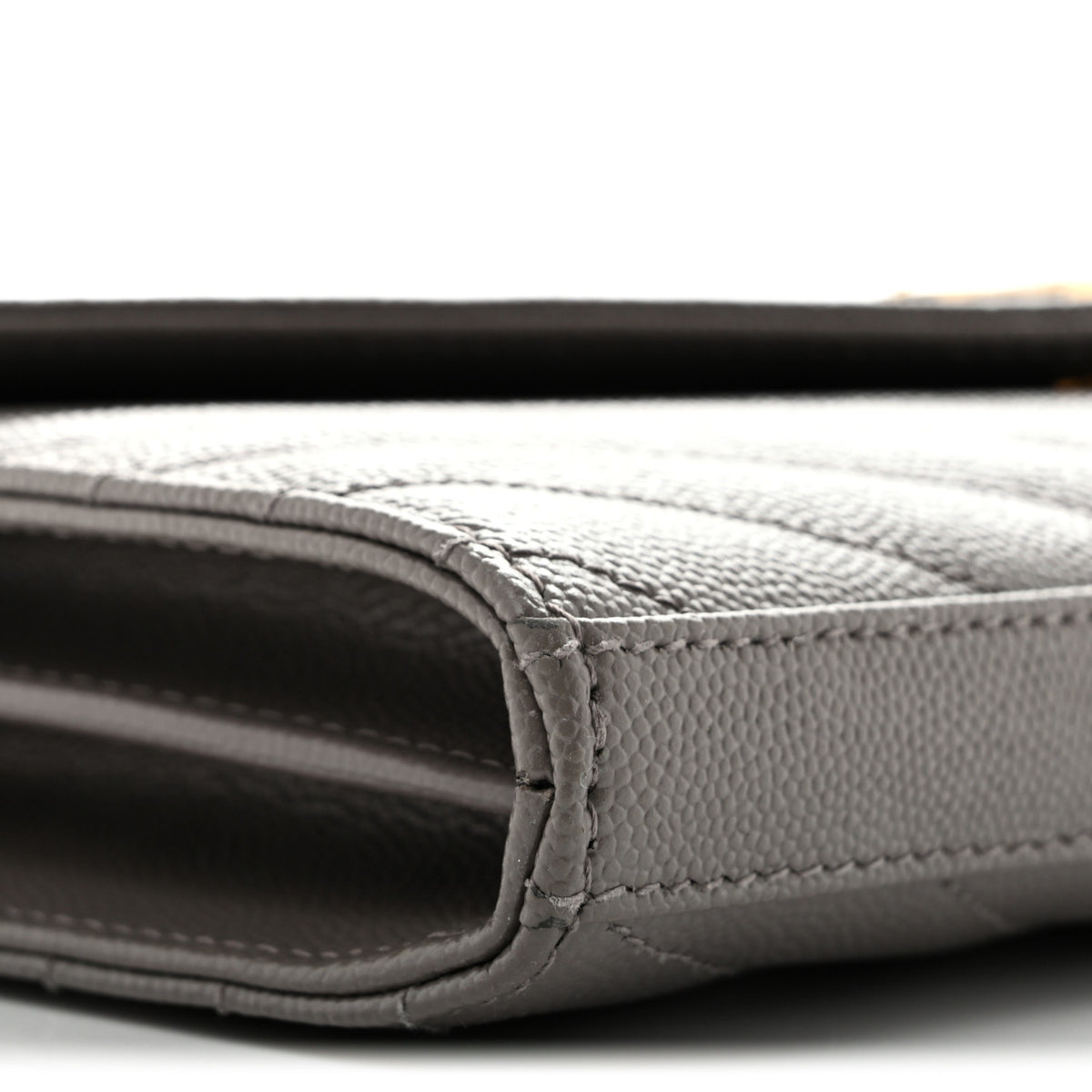Grain De Poudre Matelasse Chevron Monogram Chain Wallet Fog
