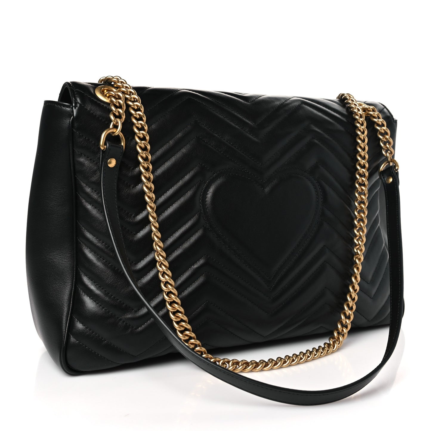 Calfskin Matelasse Large GG Marmont Shoulder Bag Black