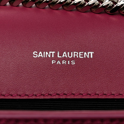 Saint Laurent Metallic Calfskin Crocodile Embossed Small Classic Monogram Kate Tassel Satchel Pink 6 of 11