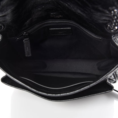 Saint Laurent Crinkled Calfskin Matelasse Monogram Medium Niki Chain Satchel Black 6 of 10