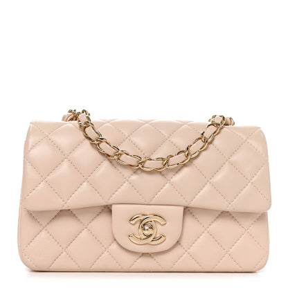 Chanel Lambskin Quilted Mini Rectangular Flap Light Beige 1 of 10
