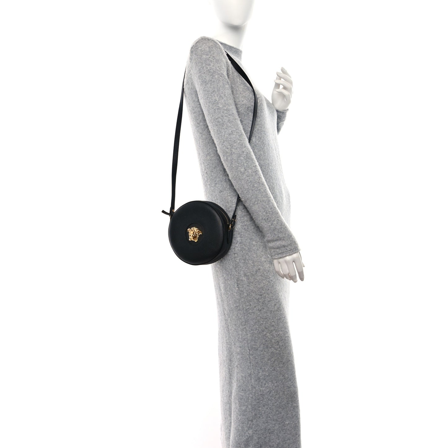 Calfskin La Medusa Round Camera Bag Black