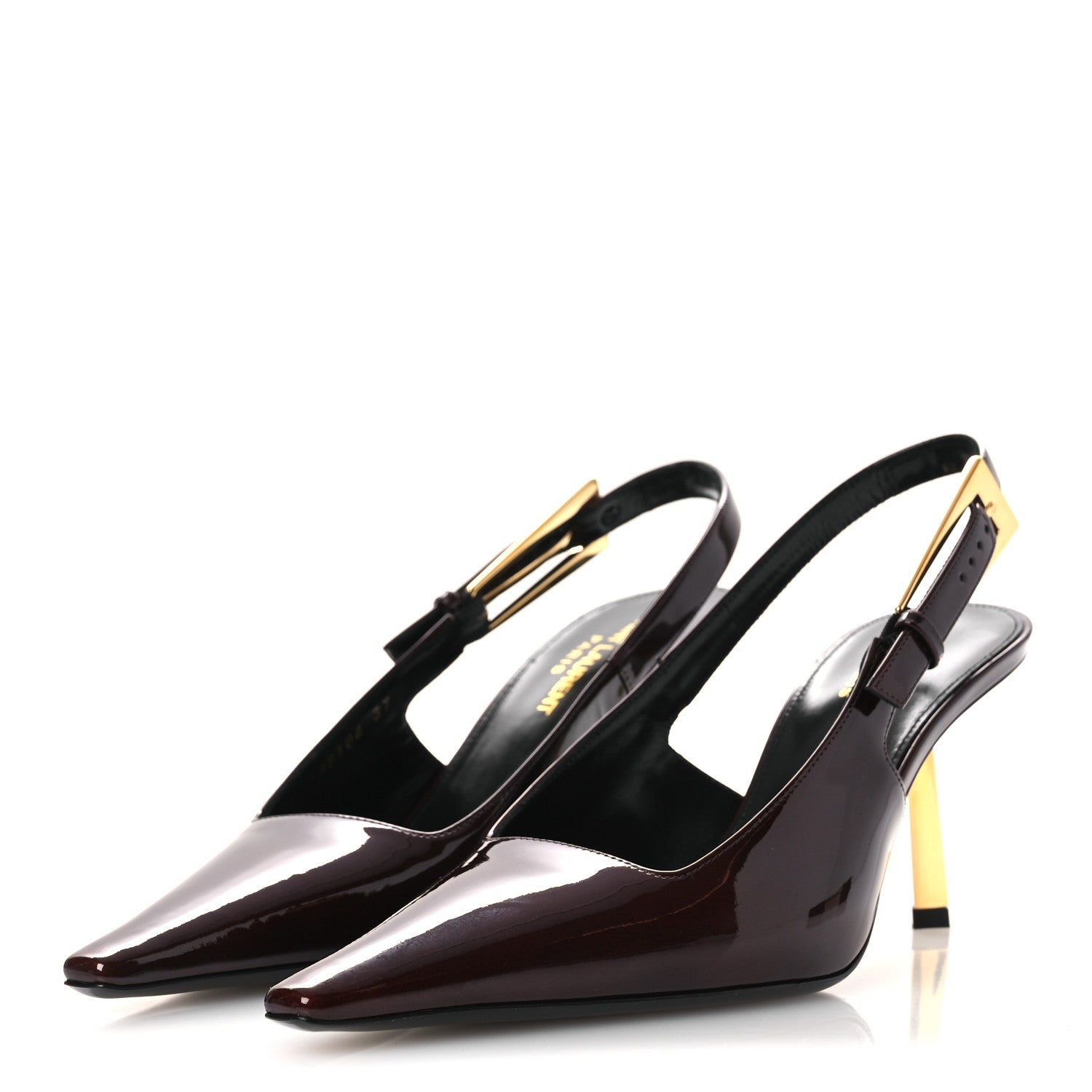 Saint Laurent Glazed Calfskin Lee 75 Slingback Pumps 37 Marron Glace 4 of 13