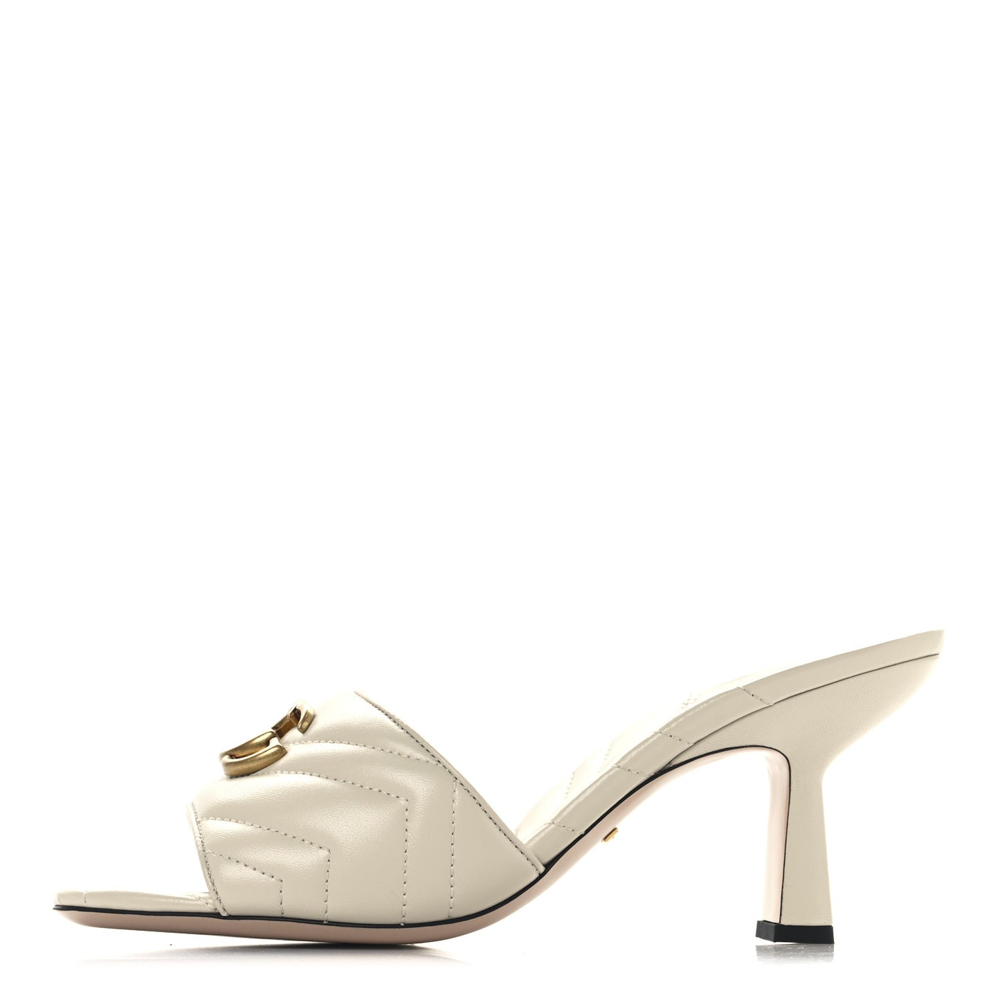 Nappa Matelasse GG Marmont 75mm Slide Sandals 41.5 Mystic White