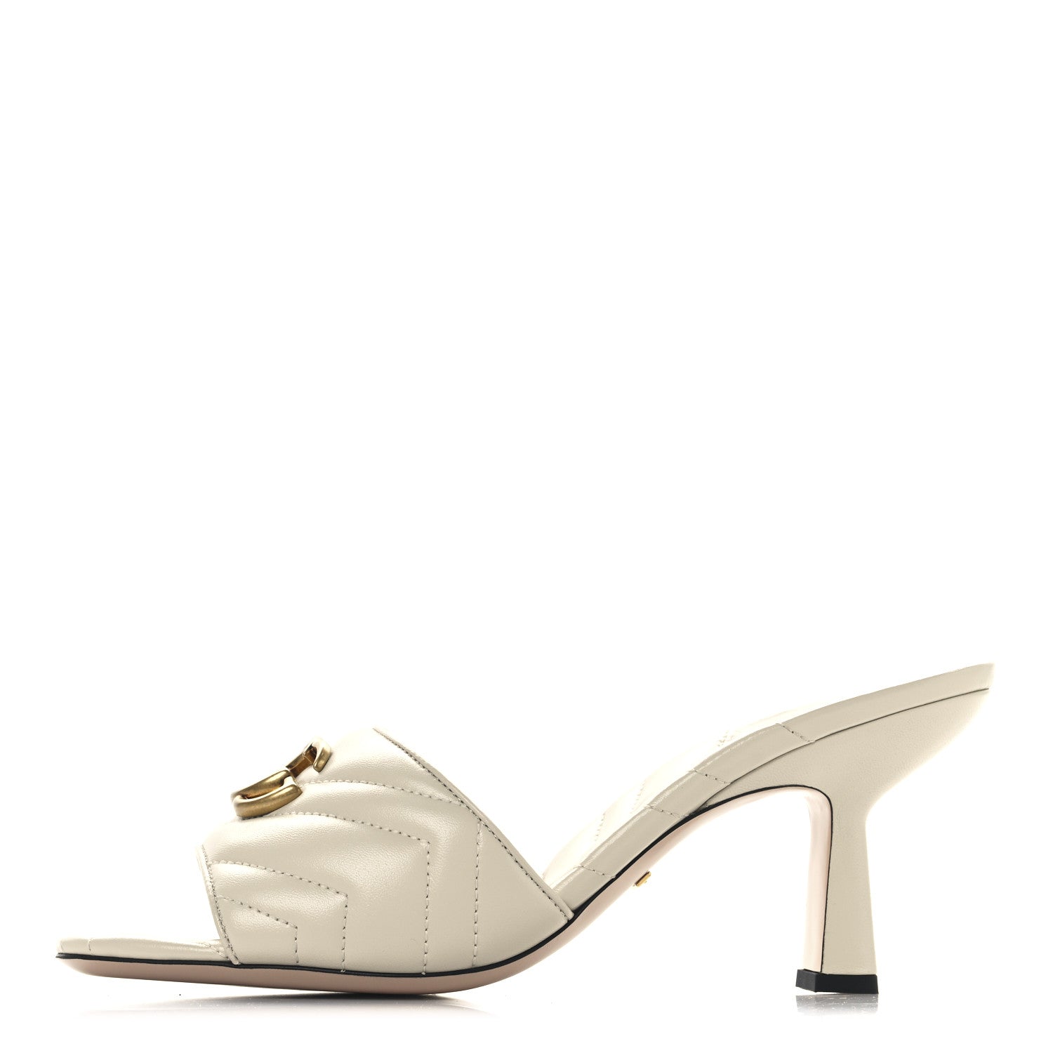 Gucci Nappa Matelasse GG Marmont 75mm Slide Sandals 41.5 Mystic White 1 of 10