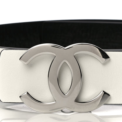 Chanel Patent Calfskin CC Reversible Belt 90 Black White 3 of 8