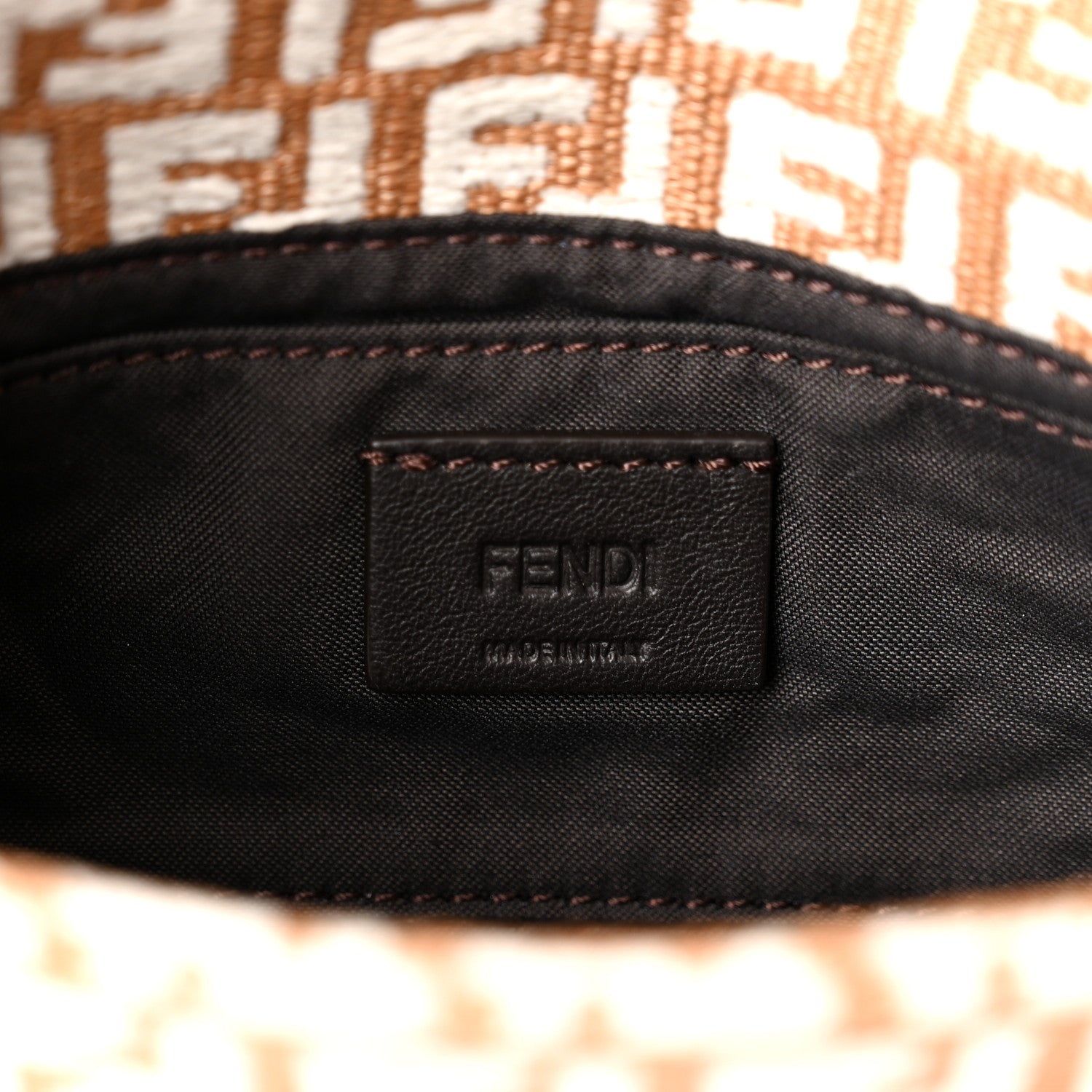 Fendi Raffia Chenille Vitello FF Phone Baguette  Naturale White 5 of 9