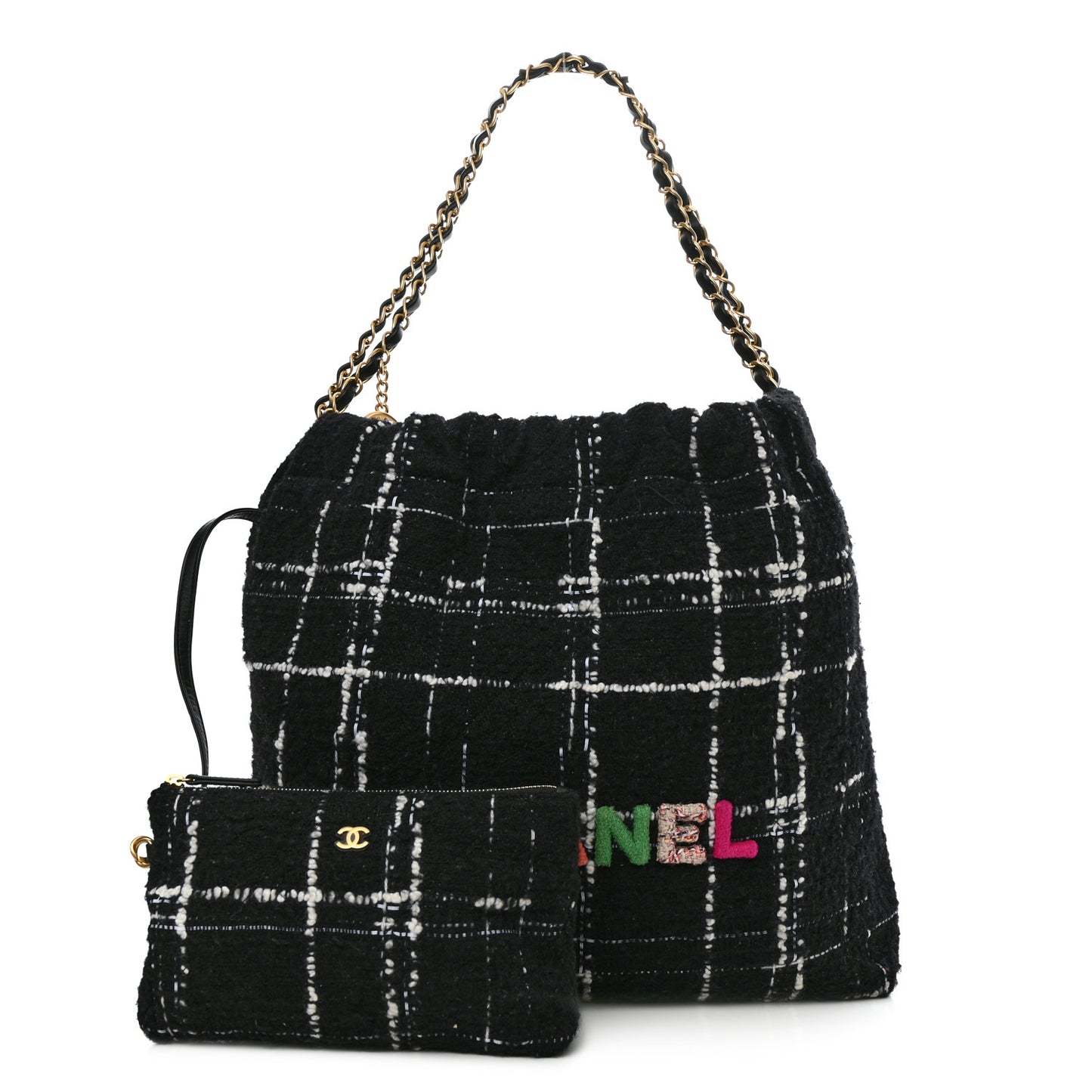 Wool Tweed Quilted Chanel 22 Black Multicolor