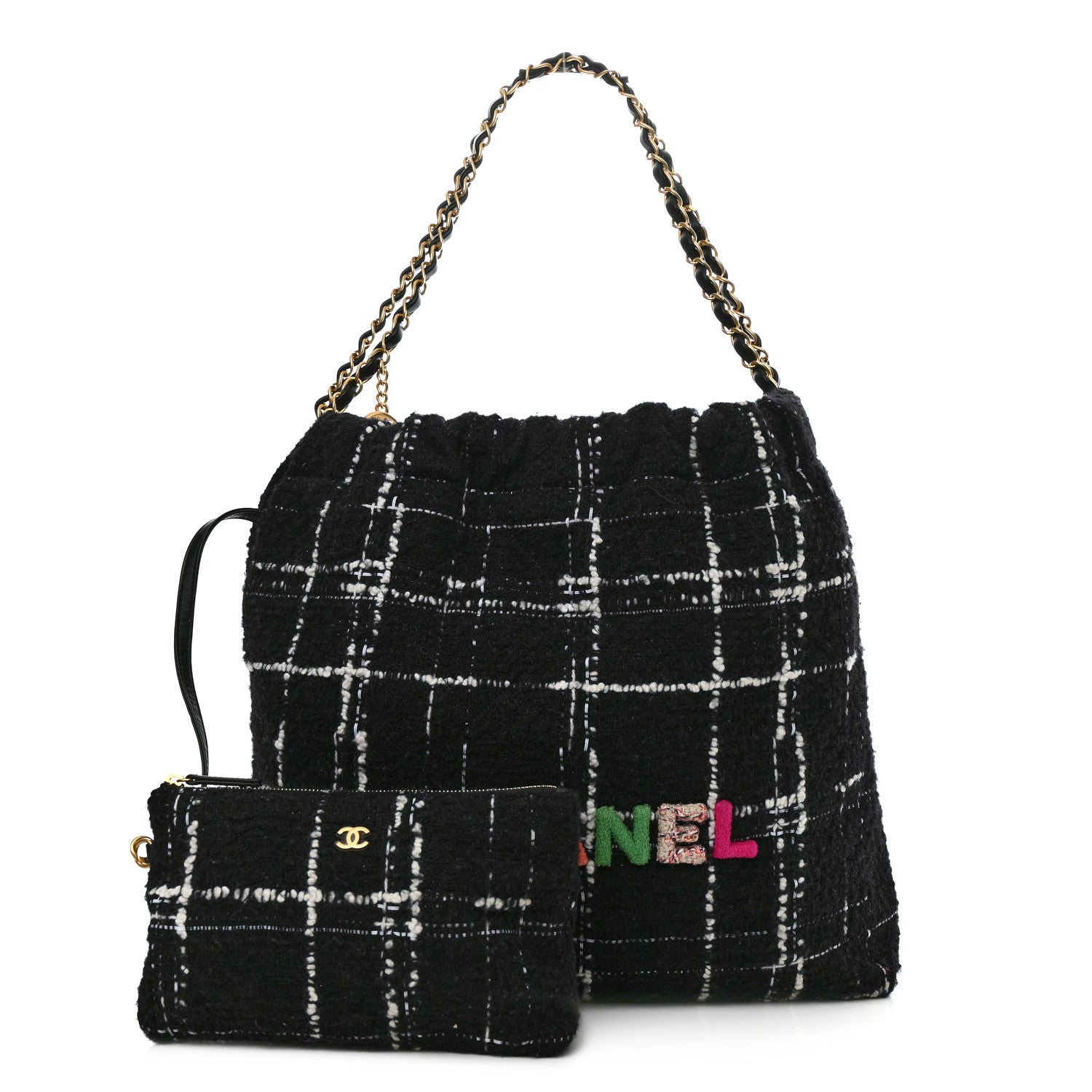 Chanel Wool Tweed Quilted Chanel 22 Black Multicolor 1 of 11
