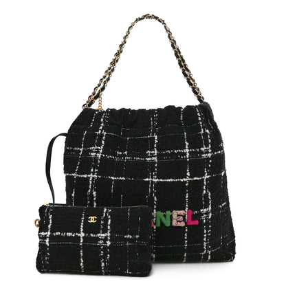 Chanel Wool Tweed Quilted Chanel 22 Black Multicolor 1 of 11